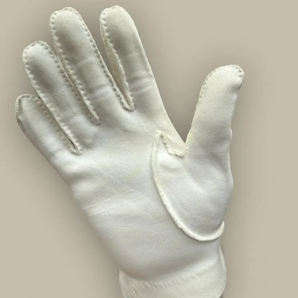 Vtg Ladies 60s MCM Embroidered Easter Prom Wedding Dress Gloves White Small